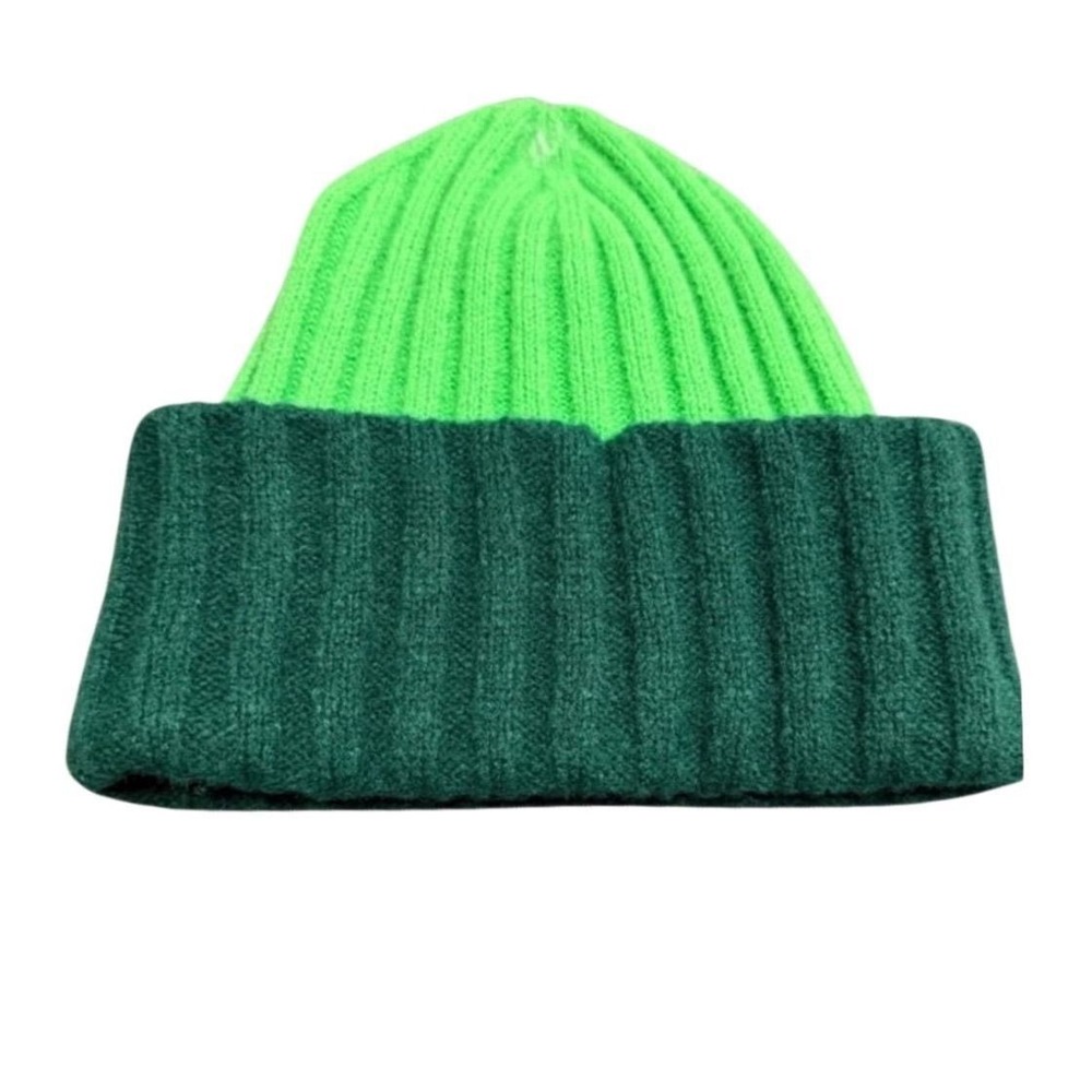 On 34th Women's Wide Ribbed Color block Beanie Green One Size NWT